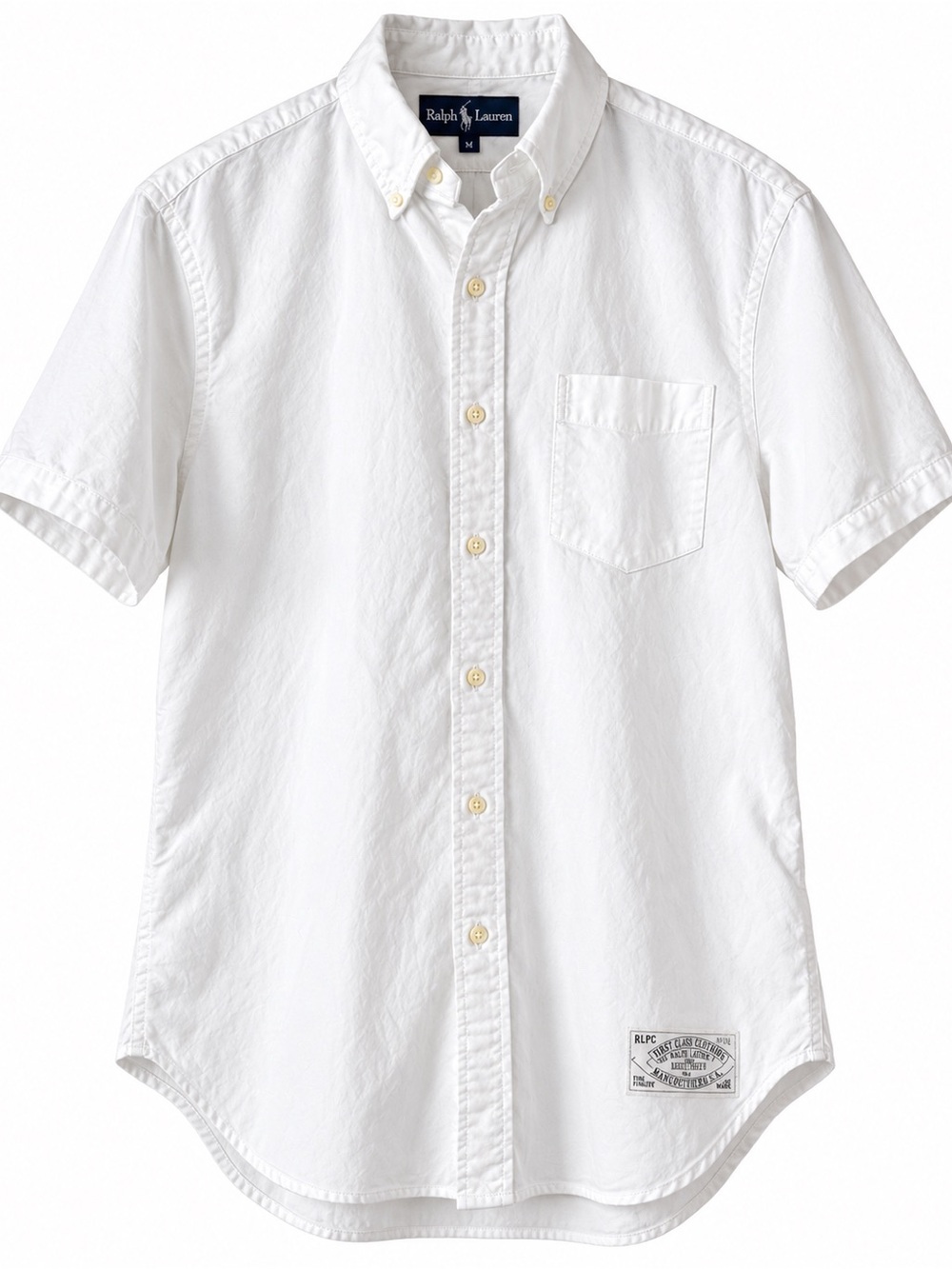 Polo Ralph Lauren White Cotton Short Sleeve Button Down Shirt Classic Fit Size M